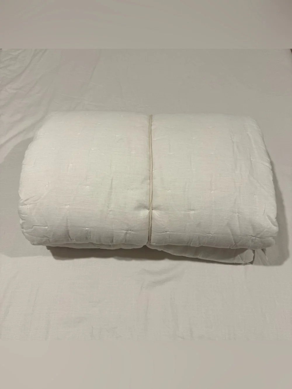 New Quince European Linen Dream Quilt Set Full/Queen - White MSRP $204